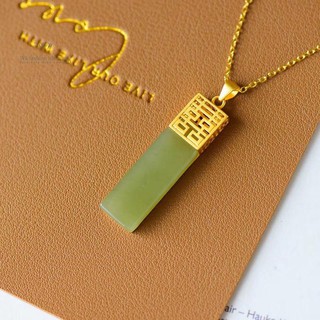 (Tại chỗ/phụ kiện)Thiên nhiên và Mặt dây chuyền hoa sen ngọc bích S925 Sterling Bạc mạ vàng
