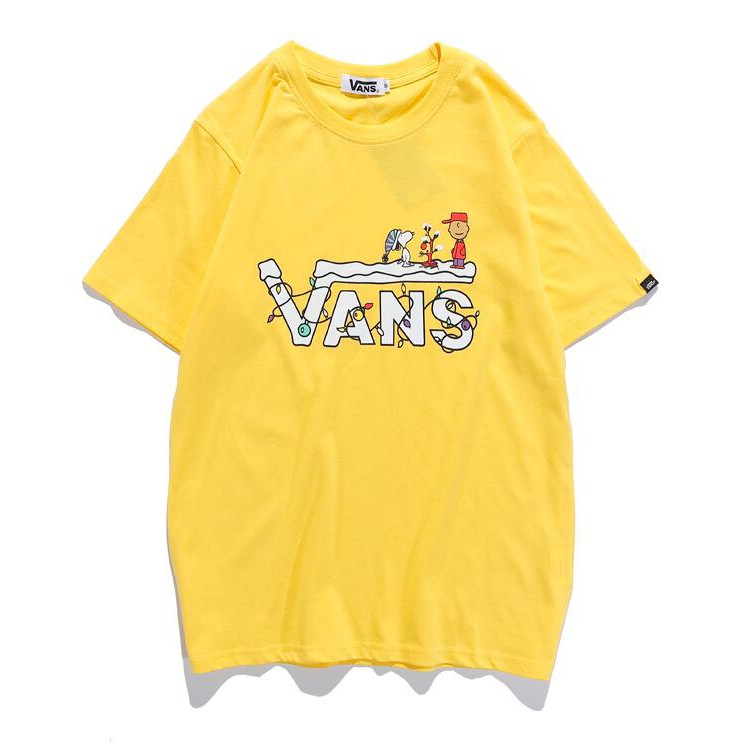Áo thun cotton ngắn tay in chữ vans thời trang cho nam và nữ