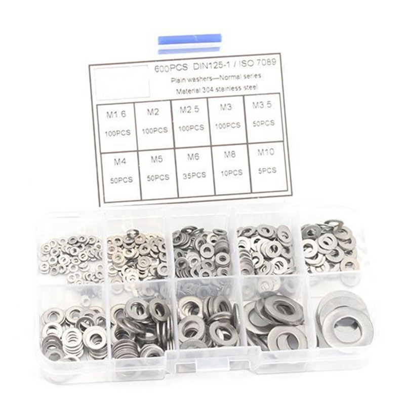 Set 600 vòng đệm bằng thép không gỉ M1.6 M2 - M10