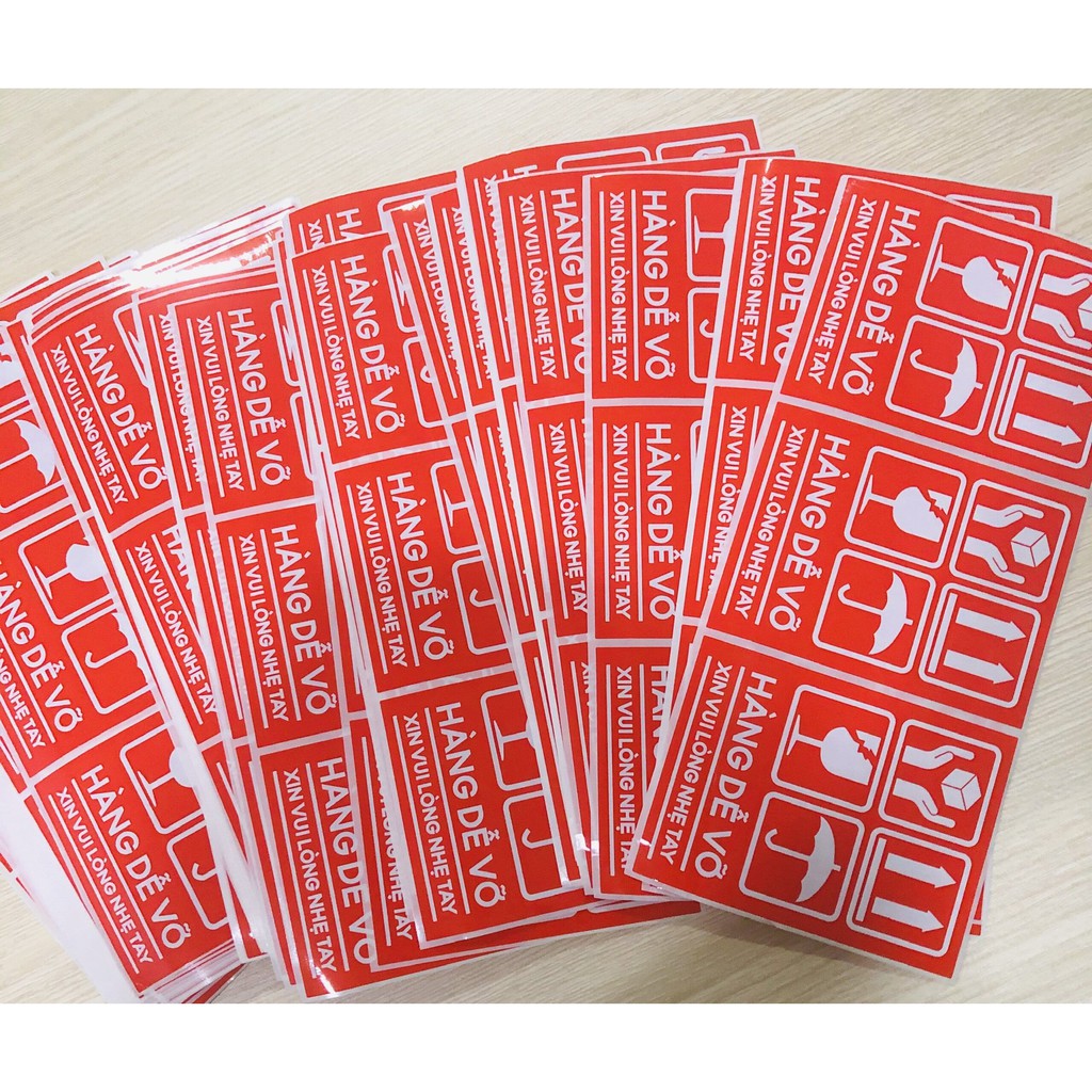 TEM NHÃN HÀNG DỄ VỠ 100 TEM - KÍCH THƯỚC 60x40mm, 100x75mm