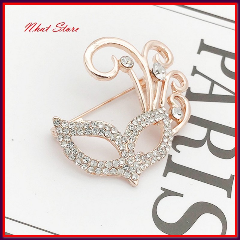 Cài áo mặt nạ đính đá pha lê lấp lánh, dễ thương - Cài áo CA30