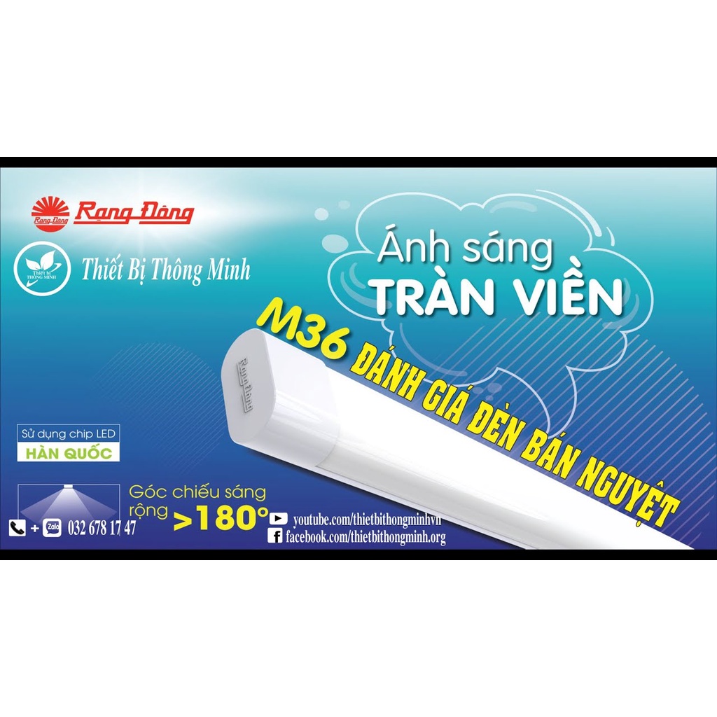 Bộ đèn tuýp LED bán nguyệt tràn viền 20W 60cm Rạng Đông, LED chip Hàn Quốc M36