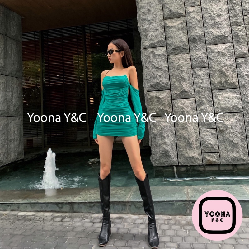 Đầm Váy Body 2 Dây Sexy Nhúm Sườn Ôm Body Hở Lưng Cực Xinh Dự Tiệc Sang Trọng Yoona FC - 3225