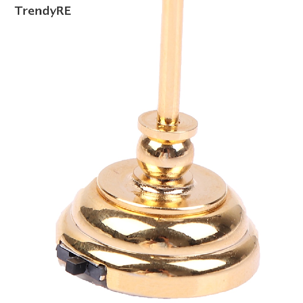 Trendy 1:12 Dollhouse Miniature Flower Cover Floor Lamp LED Battery Light Furniture Toy RE