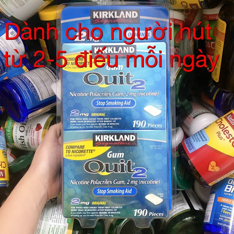 Kẹo cao su cai thuốc lá hiệu quả [Mỹ] Kirkland Gum Quit 190 viên USA tách dạng vỉ - Xuất xứ Mỹ