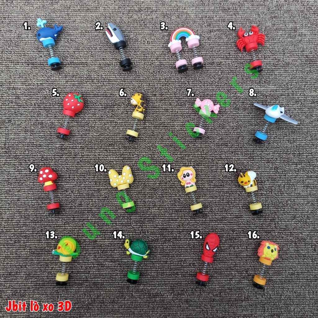 Nút gắn dép - Jibbitz - Sticker lò xo 3D