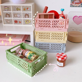 Giỏ nhựa đựng đồ đa năng, khay gấp gọn để bàn tiện lợi, rổ nhựa xinh xắn nhiều màu