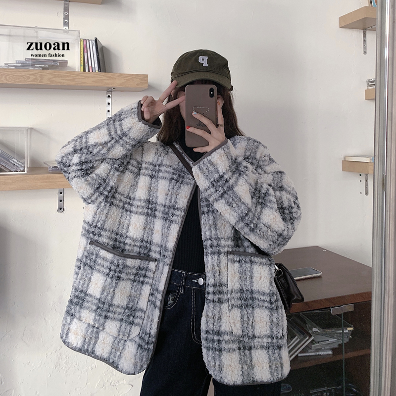 Áo khoác len nữ SUXI dài tay cổ tròn thời trang Hàn