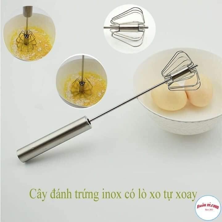 Cây đánh trứng cầm tay bán tự động xoay 360, đánh trứng INOX mini