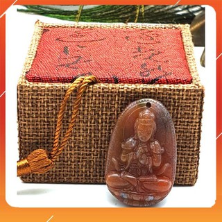 Đại Nhật Như Lai Màu Đỏ 37x24mm  MẶT ĐÁ