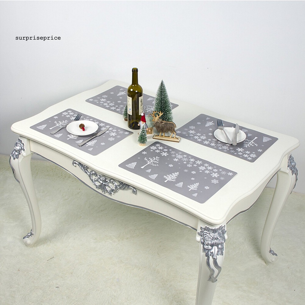 Set 12 Tấm Lót Đĩa Ăn Bằng Vải Lanh Phong Cách Giáng Sinh Xinh Xắn