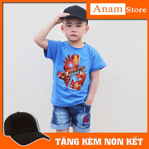 Áo thun trẻ em Iron Nam, Tặng Kèm nón kết, Có size Người Lớn, Anam Store