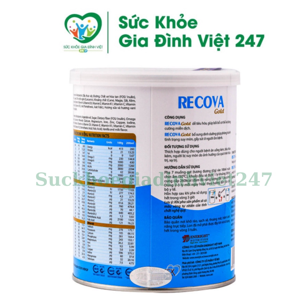 [CHÍNH HÃNG - DATE MỚI] Sữa Recova Gold 400g - Bổ Sung Dinh Dưỡng Tăng Cường Miễn Dịch (Dành Cho Người Ung Thư)