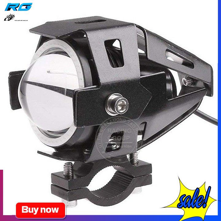Đèn Led Trợ Sáng Cho Xe Máy U7 + Tặng Kèm Công Tắc + Pát Gắn Chân Kính - Viền Led Đỏ