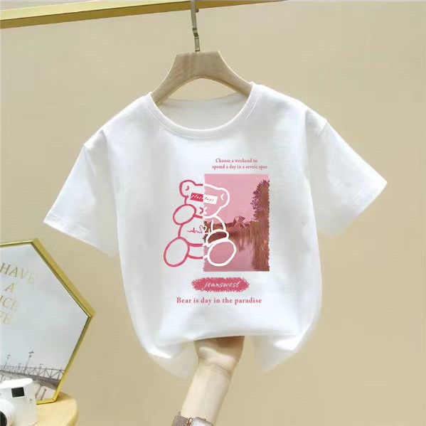 Áo Thun Cotton Tay Ngắn Thoải Mái Phong Cách Mới 2022 Cho Bé Gái