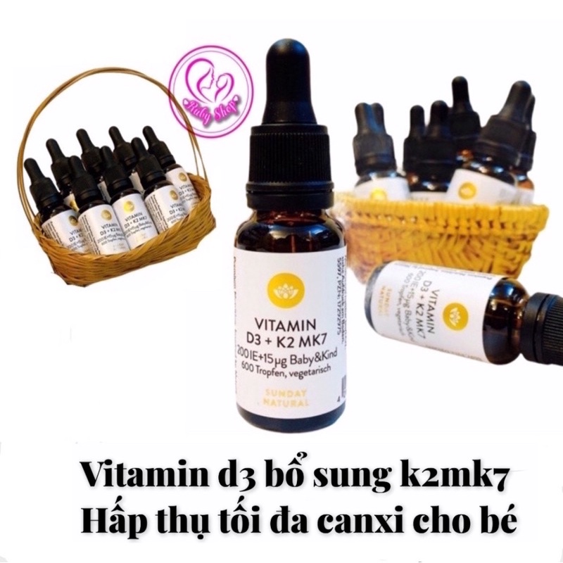 [Chính hãng] Vitamin D3 K2 MK7 Sunday Natural Đức 20ml