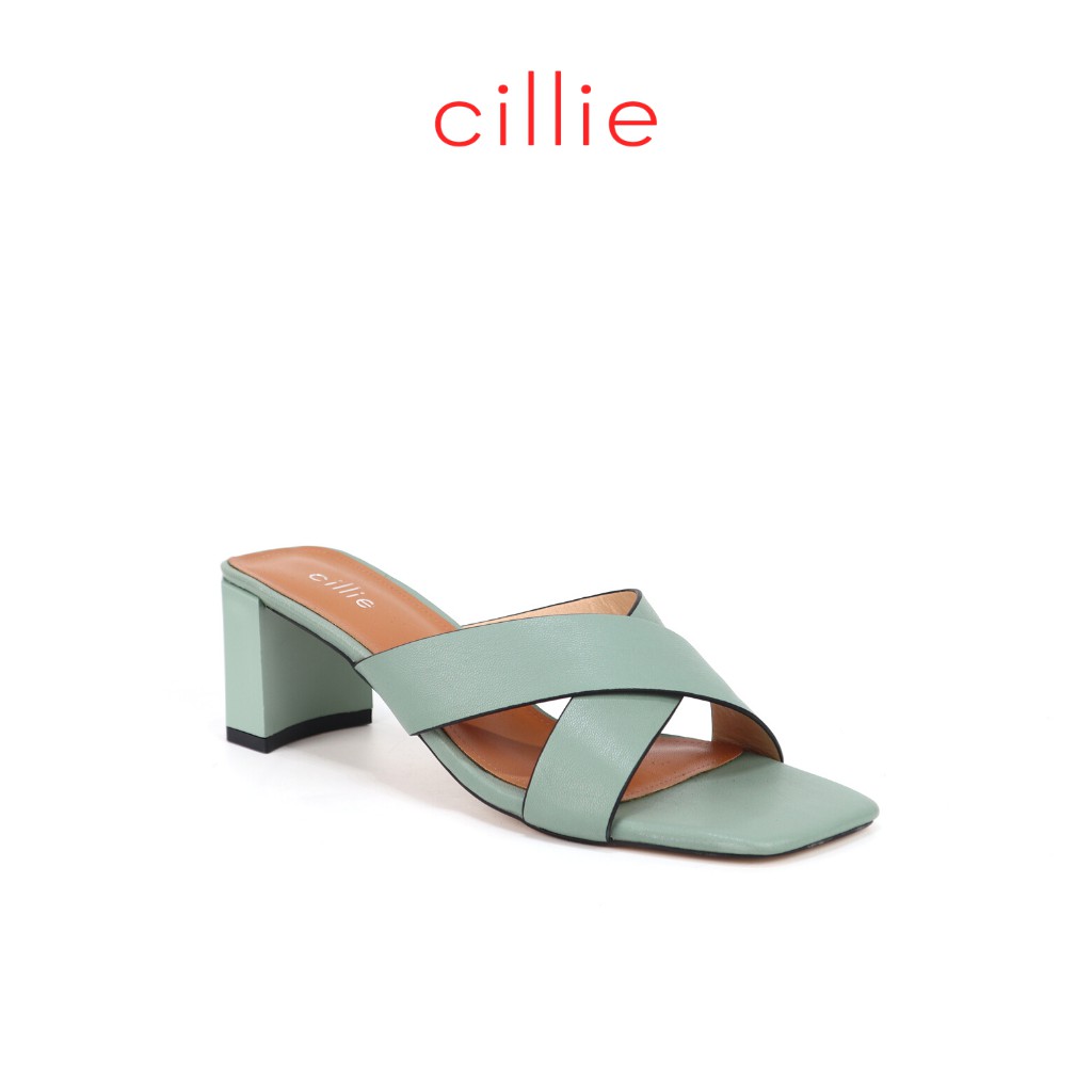 Guốc nữ thời trang mũi vuông trendy quai chéo gót trụ cao 5cm đi chơi dạo phố Cillie 1105