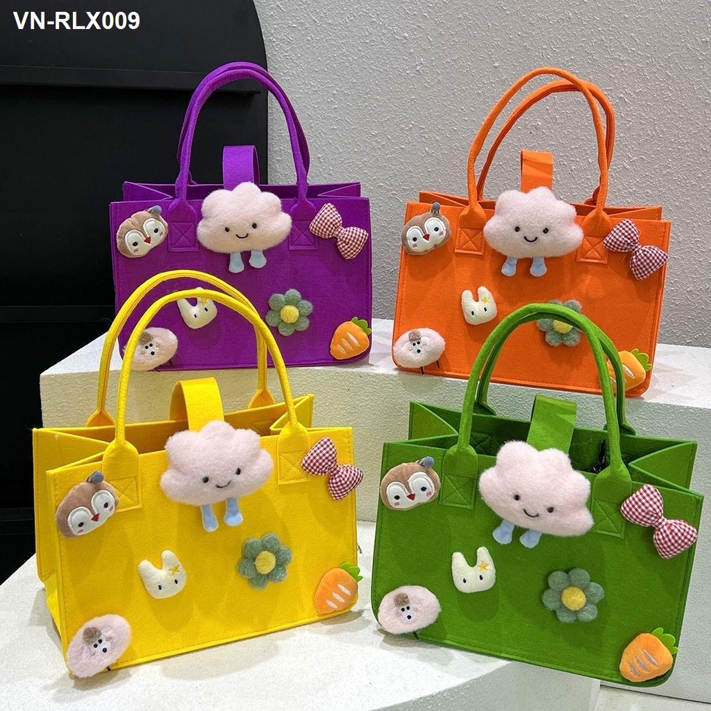 ⊕♘Túi Messenger Nhiều hoạt hình lễ hội ngọt ngào dày nỉ cầm tay em bé trăng tròn phù dâu trả quà bữa sáng thông tin xách