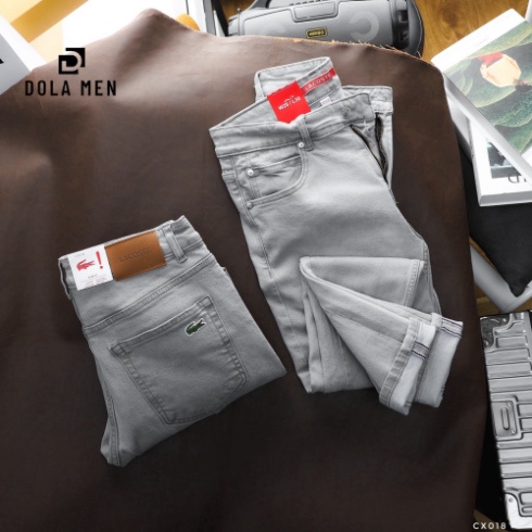 Quần Jean Nam LACOSTE CX018 BASIC Màu Xám Nhạt Form SlimFit mềm mại co và giãn Hàng Xuất Xịn Có Big Size
