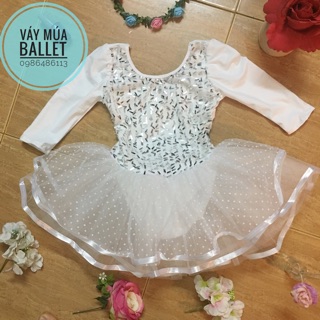 Váy múa ballet kimsa trắng tay lỡ (có sỉ từ 5c)