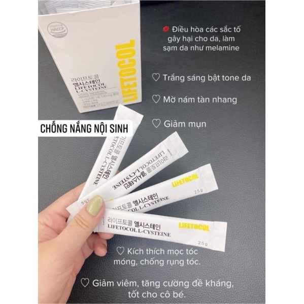 Bột uống trắng da nội sinh Lifetocol L-cystein 120mg