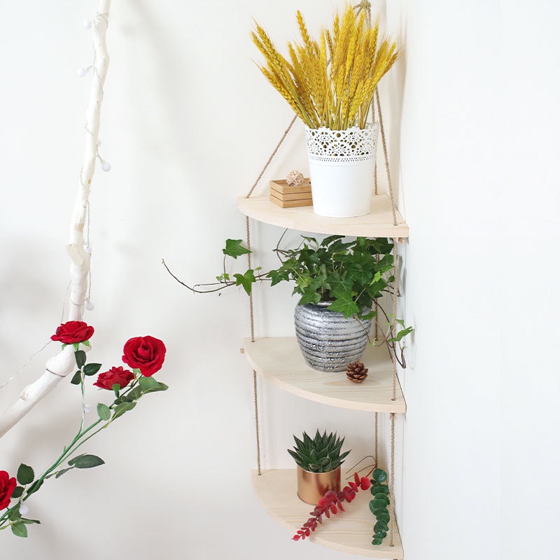 KỆ GỖ TREO GÓC DECOR NHÀ CỬA