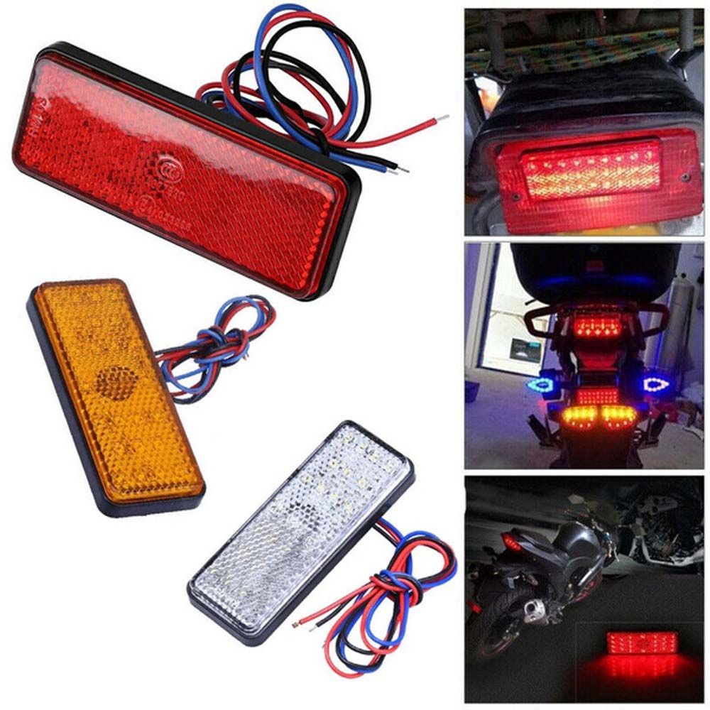 Đèn phanh/đèn cảnh báo/đèn xi nhan 24 bóng LED màu trắng/vàng/đỏ 12V hình vuông gắn cản sau xe mô tô/xe tải/xe hơi