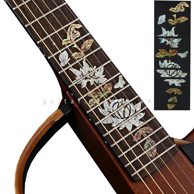 Miếng Dán Cần Đàn Guitar Giả Khảm – Sticker Inlay Guitar - Hoa Lá Full cần