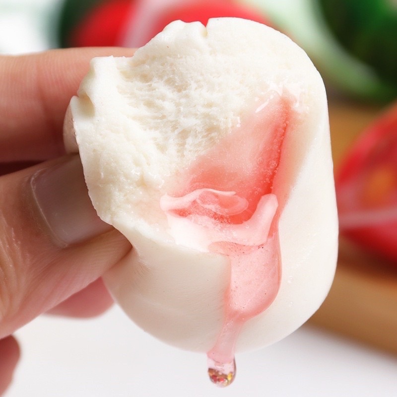 1 Lọ 50 Viên Kẹo Dẻo Nhân Siro Chảy Hình Quả Dâu Tây