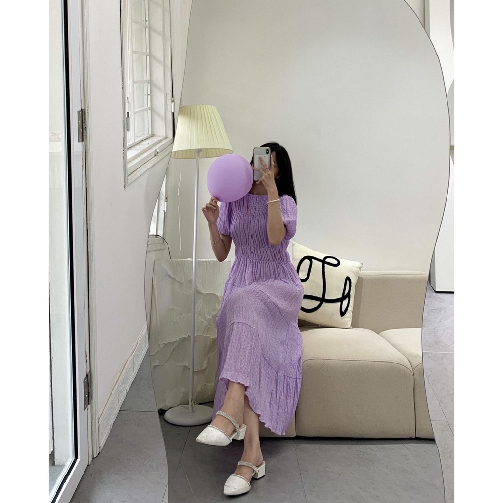 Váy đũi xốp cổ tròn xếp tầng cộc tay V683 SUSTORE