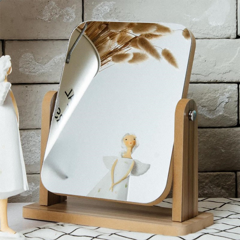 Gương Để Bàn, Gương Gỗ Mini Trang Điểm Để Bàn Decor Phong Cách Hàn Quốc PAPAA.HOME