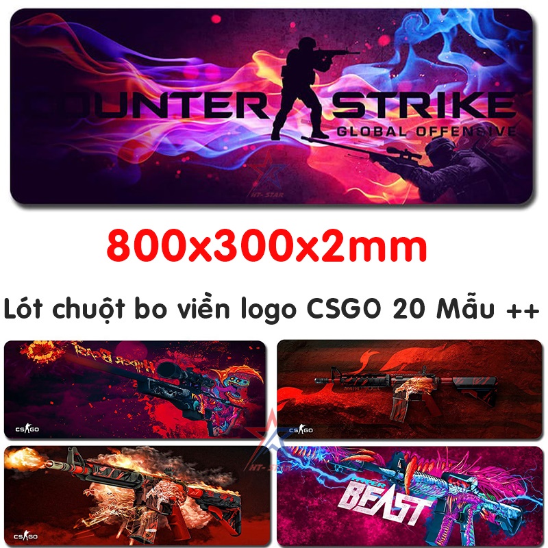 Bàn di chuột - Pad lót chuột Logo CSGO Kích thước 800x300x2mm