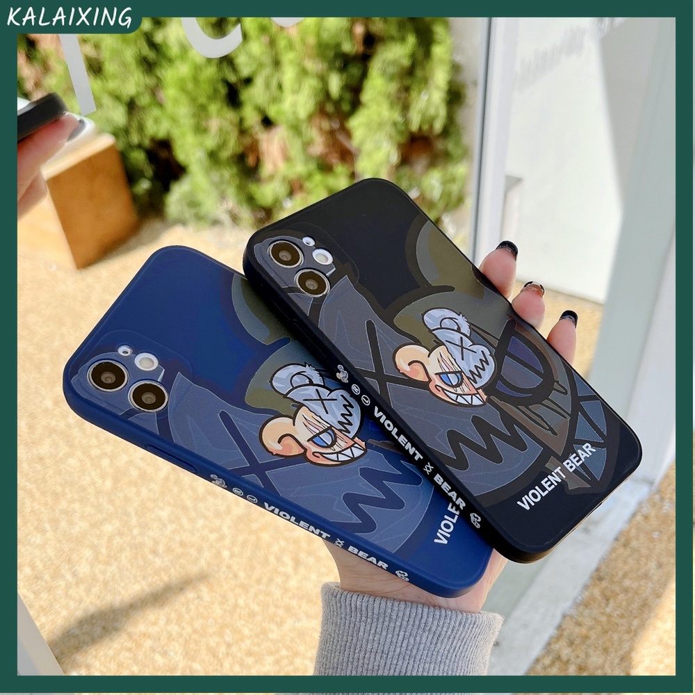 Ốp Điện Thoại TPU Mềm Hình Vuông Họa Tiết Gấu Cho iPhone 13 / 12 / 11 Pro Max mini 7plus