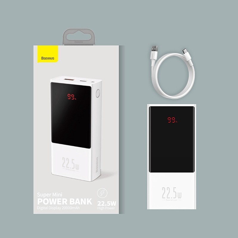 Pin sạc dự phòng Baseus Super Mini Power Bank 10000mAh và 20000mAhsạc nhanh 22.5W chuẩn PD , QC 3.0, HW