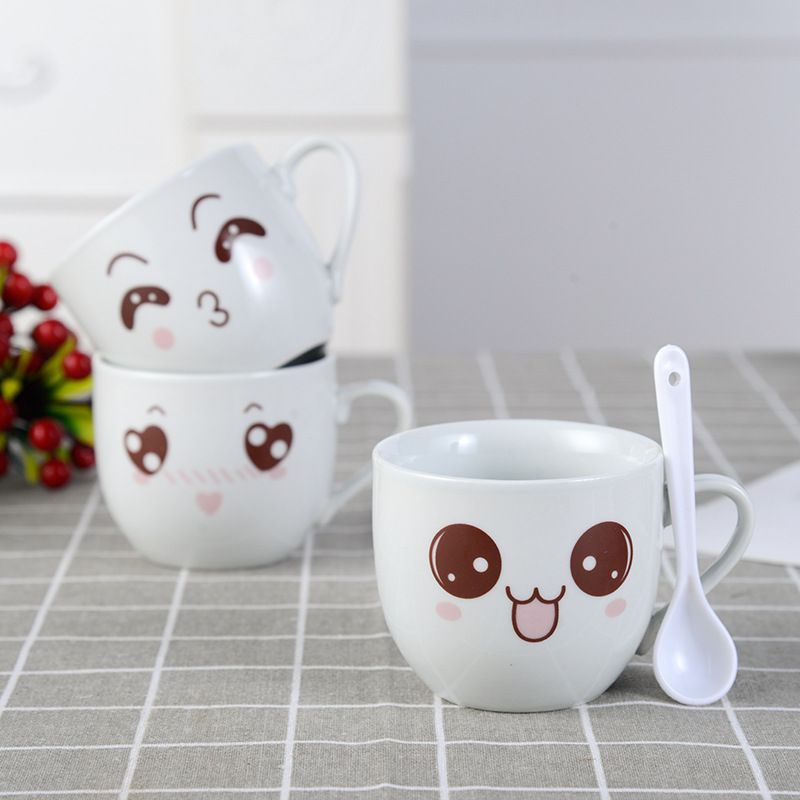 Cốc trà, cà phê gốm sứ ly sứ hình mặt cười nhiều mẫu đa dạng kèm thìa pha trà cafe
