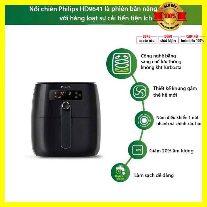 [ BẢO HÀNH 12 THÁNG] Nồi chiên không dầu điện tử cao cấp thương hiệu Philips HD9741 Dung lượng 3 lít công suất 1300W