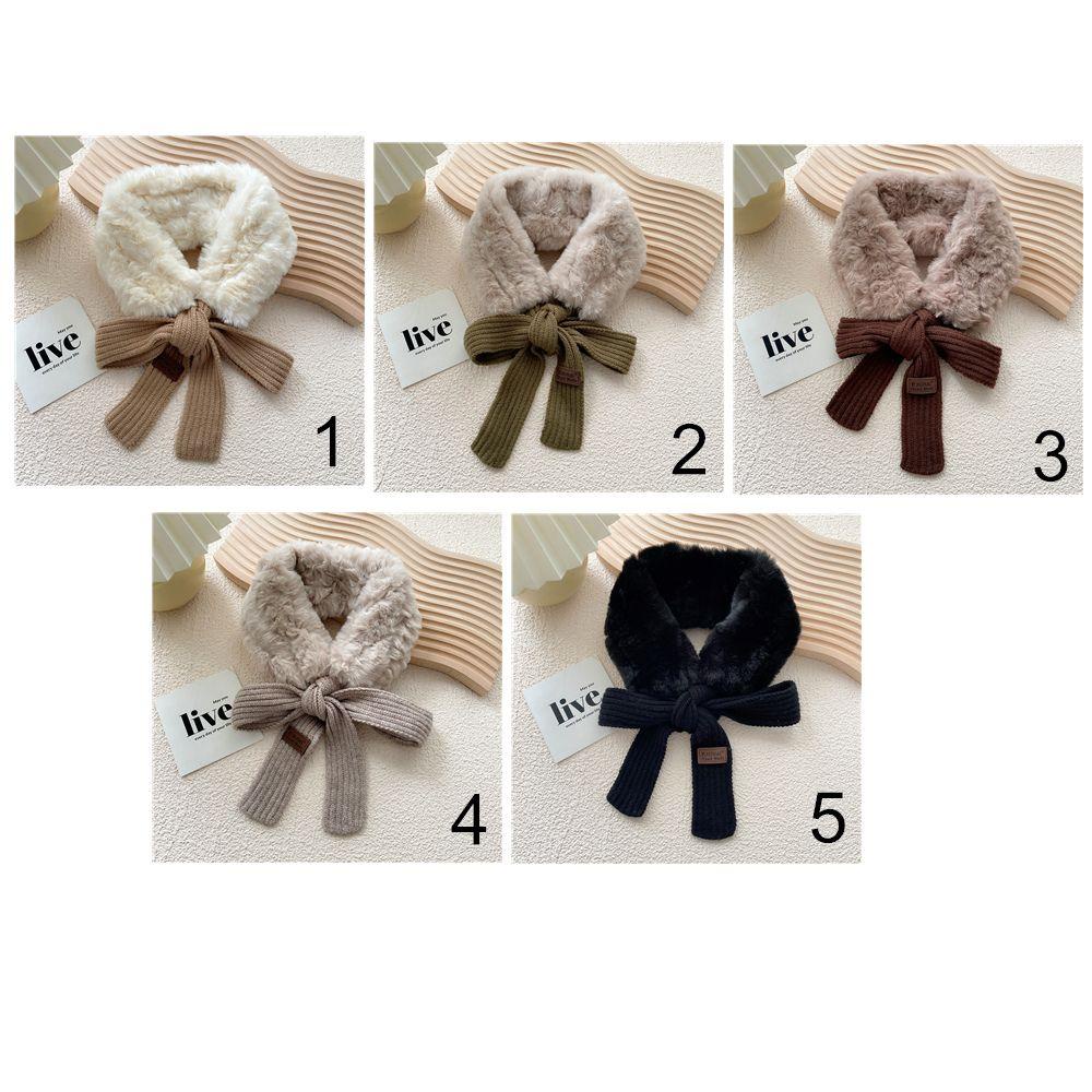 Khăn Choàng Cổ Dệt Kim Phối Lông Thỏ Nhân Tạo Thời Trang Mùa Thu Cho Nữ