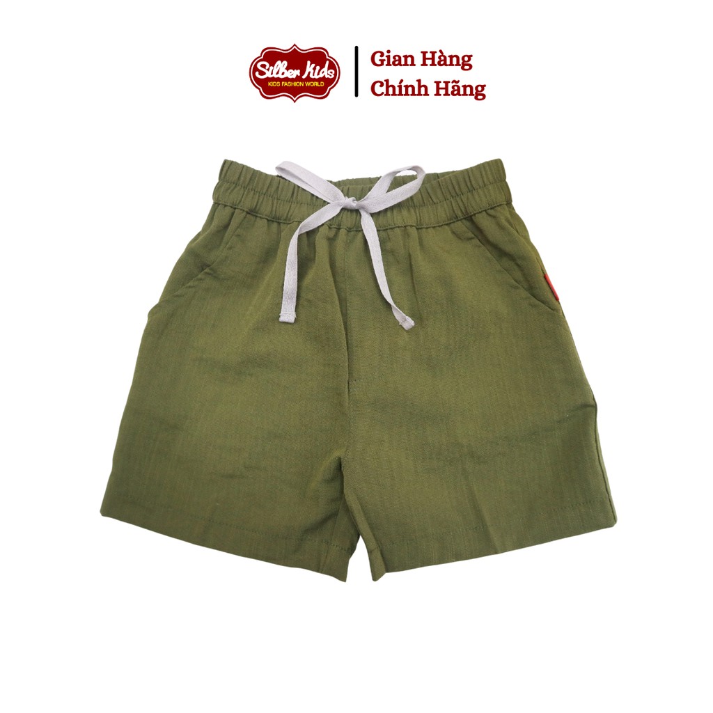 Quần Short Thô Đũi Bé Trai 3-6 Tuổi Đính Dây Rút SILBER KIDS