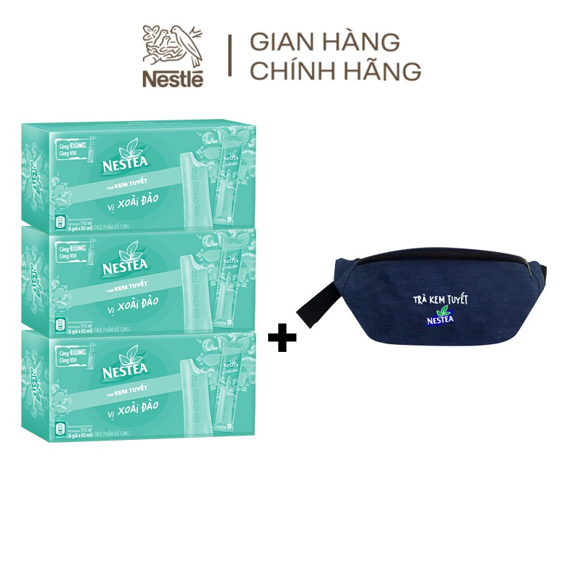 [Mã FMCGMALL giảm 8% đơn 250K] [Tặng 1 túi bao tử] Combo 3 hộp trà kem tuyết Nestea vị xoài đào (hộp 6 gói x 85ml)