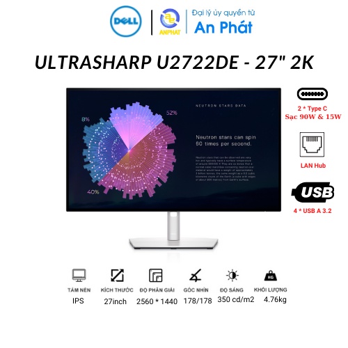 [Mã 159THANTHIET750K giảm 8% đơn 3000K] Màn hình Dell Ultrasharp U2723QE 27 inch 4K IPS | BigBuy360 - bigbuy360.vn