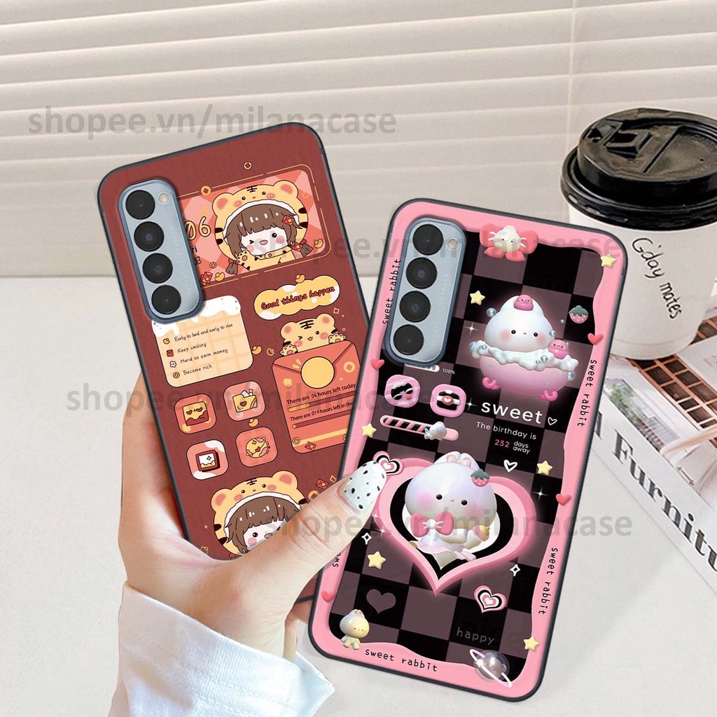 Ốp Oppo Reno4 /  Reno4 Pro / Reno 4 hình đồng hồ icon gấu mèo cute cực dễ thương ngộ nghĩnh