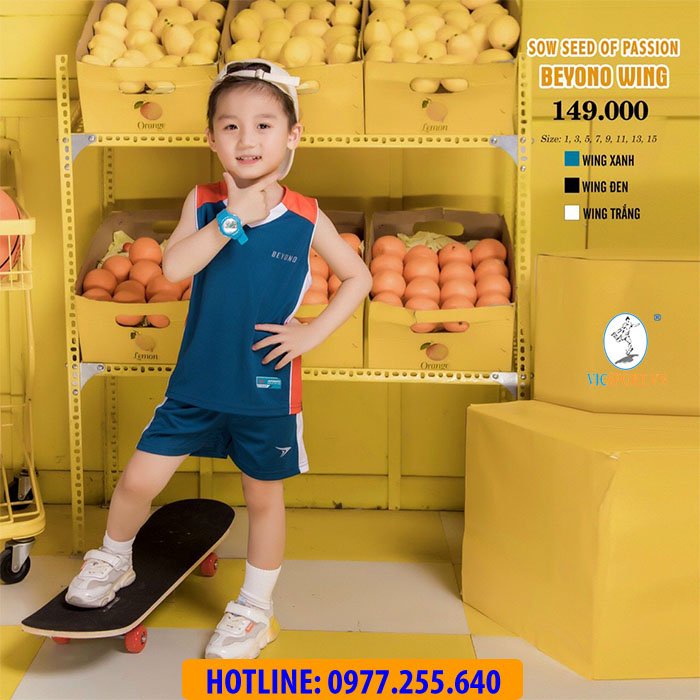 Quần Áo Bóng Rổ Trẻ Em Không Logo BEYONO WING Màu Trắng Cao Cấp Cực Xịn Cho Bé - Vicsport