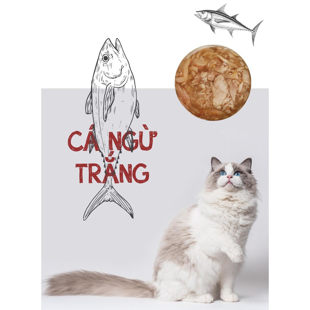 Thịt cá ngừ trắng đóng hộp cho mèo MeoWow lon 80g