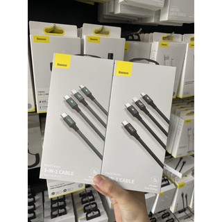 Cáp sạc nhanh 20W 3 đầu cổng vào type C Baseus