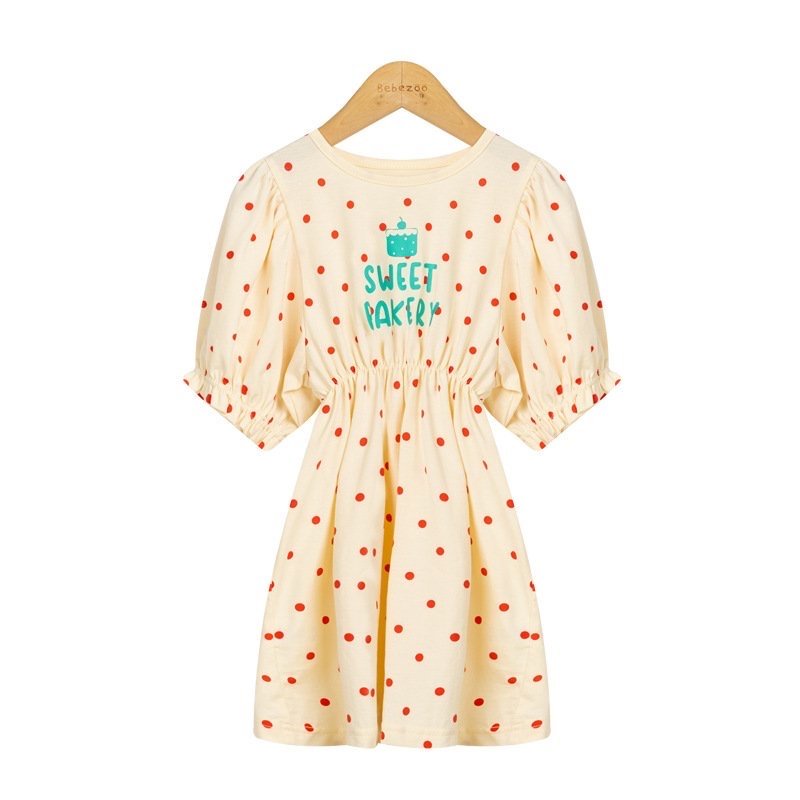 Váy cotton Bebezoo chun eo 2 màu chấm bi Sweet Bakery size 100 - 140