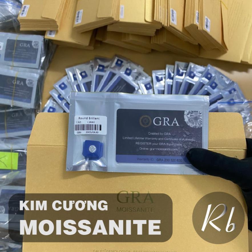 Kim Cương Nhân Tạo Moissanite 5.4mm, Nước D, Độ Sạch FL, Kiểm Định GRA, Tiêu Chuẩn U.S.A