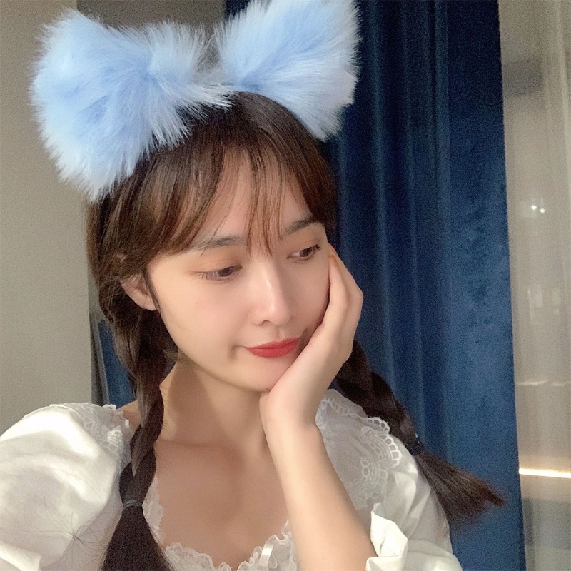 Flgo Băng Đô Cài Tóc Hình Mèo Bằng Lông Nhung Dễ Thương Xinh Xắn Thời Trang Cho Nữ