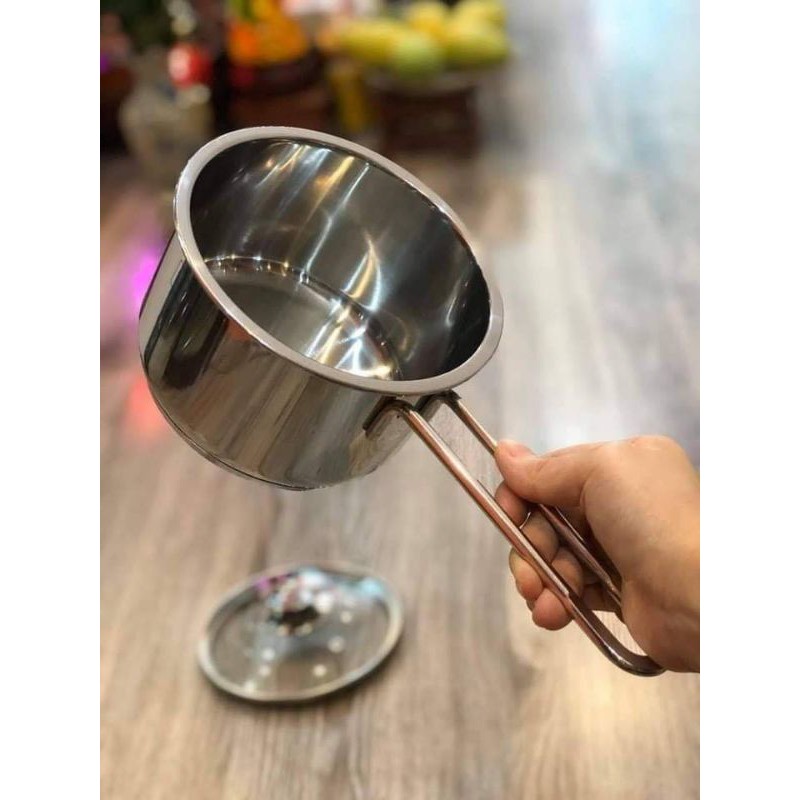 Nồi Quánh inox Five Star 3 đáy, 16cm Inox 403 không gỉ, vung kính.