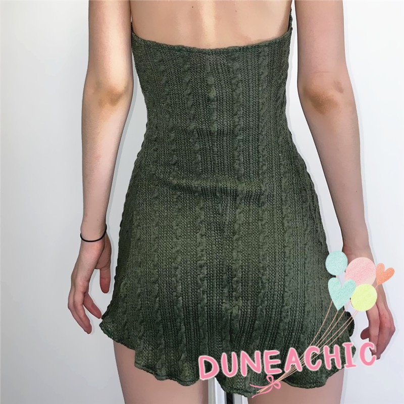 DUNEA Đầm Hai Dây Hở Lưng Ôm Dáng Gợi Cảm Dành Cho Nữ