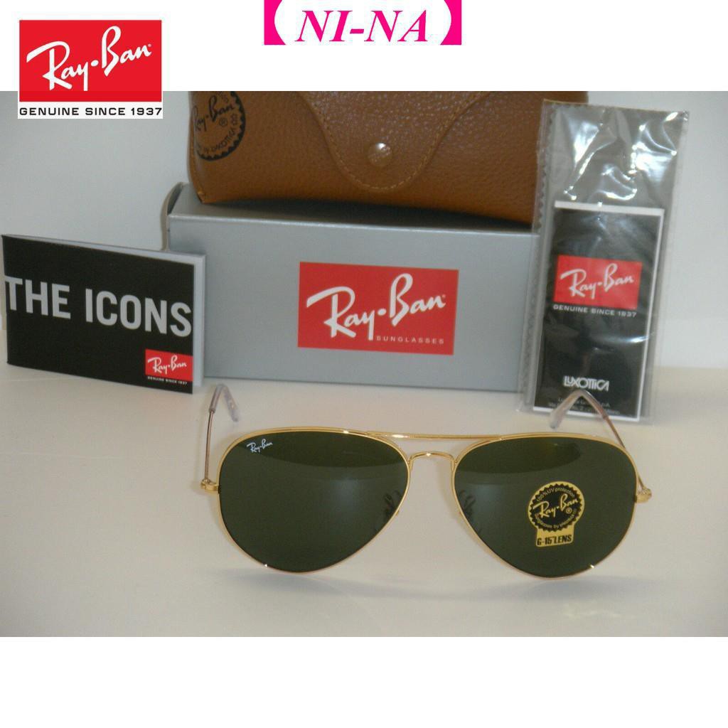 Hot 2021 nguyên bản ray ban kính râm 3025 rb3025 phi công khung vàng xanh g15 xlt rb 3025 001 lớn